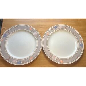 Vintage Mikasa Intaglio CAC02 Meadow Sun Dinner Plates 11" Set 2 Japan Floral